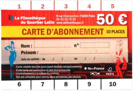 Carte d'abonnement Filmothèque